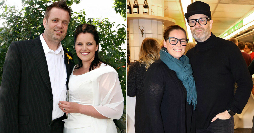 Micke Syd och frun Helena på bröllopet 2005 och 2019. Micke Syd och frun Helena 2005 och 2019.